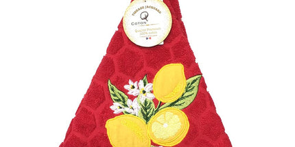 Essuie main rond en éponge Tissage Jacquard citron rouge Qualité Premium