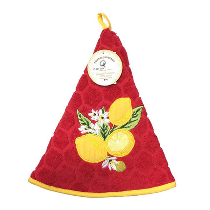 Essuie main rond en éponge Tissage Jacquard citron rouge Qualité Premium