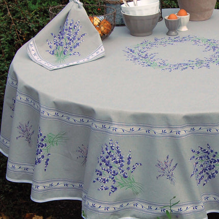 Nappe ronde 1m80 coton valensole grise