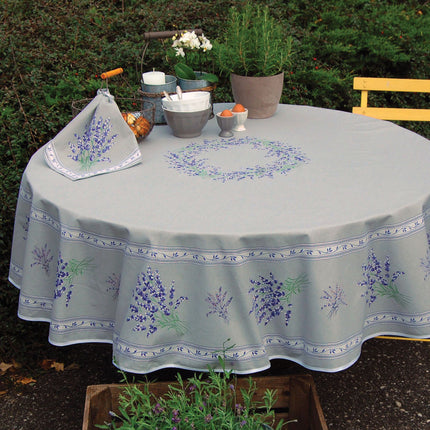 Nappe ronde 1m80 coton valensole grise