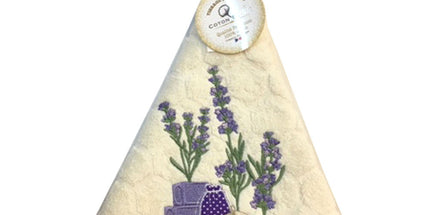 Essuie main rond en éponge Tissage Jacquard sachet de lavande ecru Qualité Premium