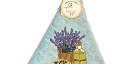 Essuie main rond en éponge Tissage Jacquard lavande et huile d'olive B Qualité Premium