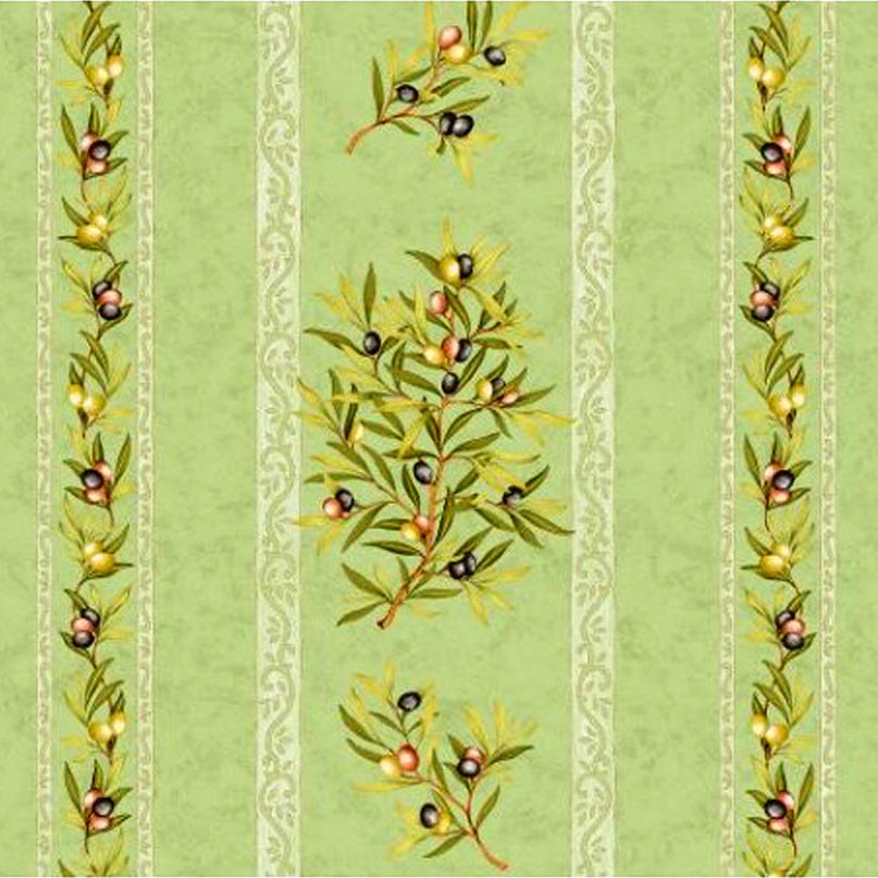 Tissu au mètre coton clos des oliviers Vert largeur 1m60