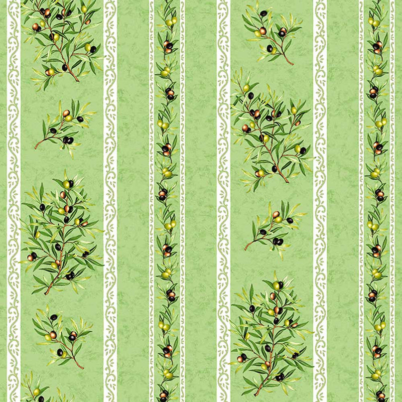 Tissu au mètre coton clos des oliviers Vert largeur 1m60