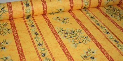 Tissu au mètre coton clos des oliviers jaune largeur 1m60