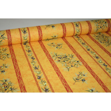 Tissu au mètre coton clos des oliviers jaune largeur 1m60