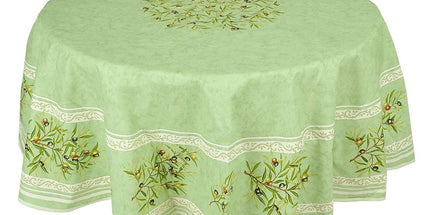 Nappe ronde 1 m 80 coton Clos des oliviers vert