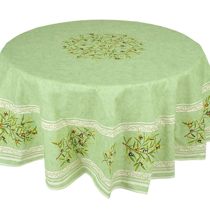 Nappe ronde 1 m 80 coton Clos des oliviers vert