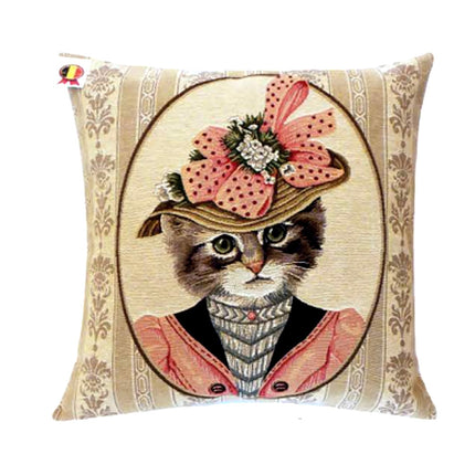 Housse de coussin 45 cm x 45 cm  tissé chat Ref 5206