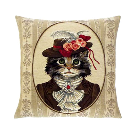 Housse de coussin 45 cm x 45 cm  tissé chat Ref 5204
