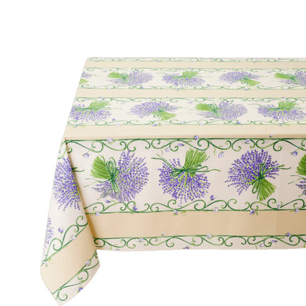 Nappe bouquet de lavande écru bleu coton 3m/1m60