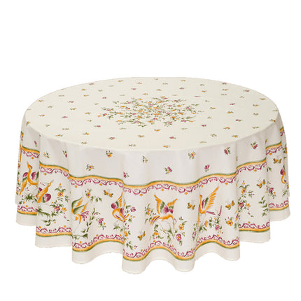 Nappe ronde coton enduit faïence de moustiers rose 1m80