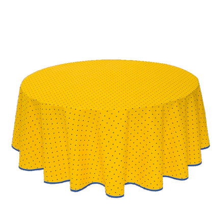 Nappe ronde 1 m 80 coton exclusif jaune bleu 1m80