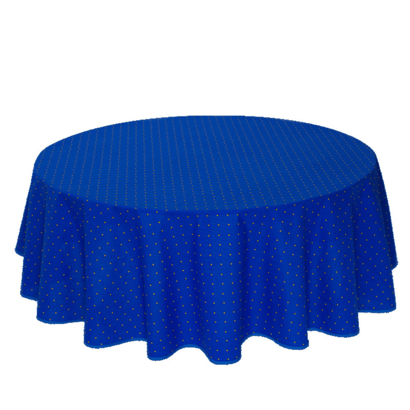 Nappe ronde coton exclusif  bleu jaune 1m80