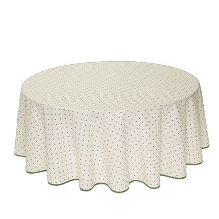 Nappe ronde coton exclusif écru vert 1m80