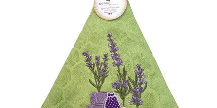 Essuie main rond en éponge Tissage Jacquard sachet de lavande vert Qualité Premium