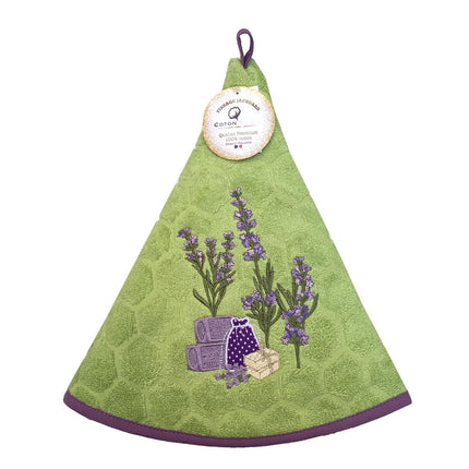 Essuie main rond en éponge Tissage Jacquard sachet de lavande vert Qualité Premium
