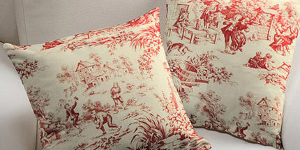 Tissu au mètre Toile de jouy Festin Rouge coton Bachette largeur 1m40