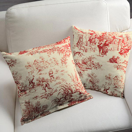 Tissu au mètre Toile de jouy Festin Rouge coton Bachette largeur 1m40