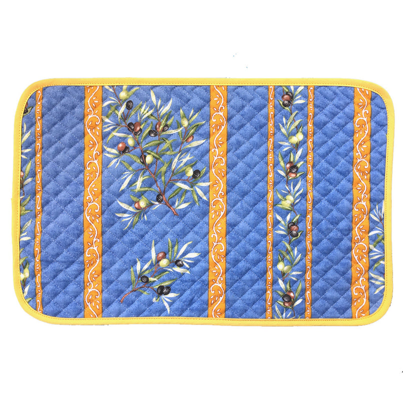 Set de table Clos des oliviers bleu Coton