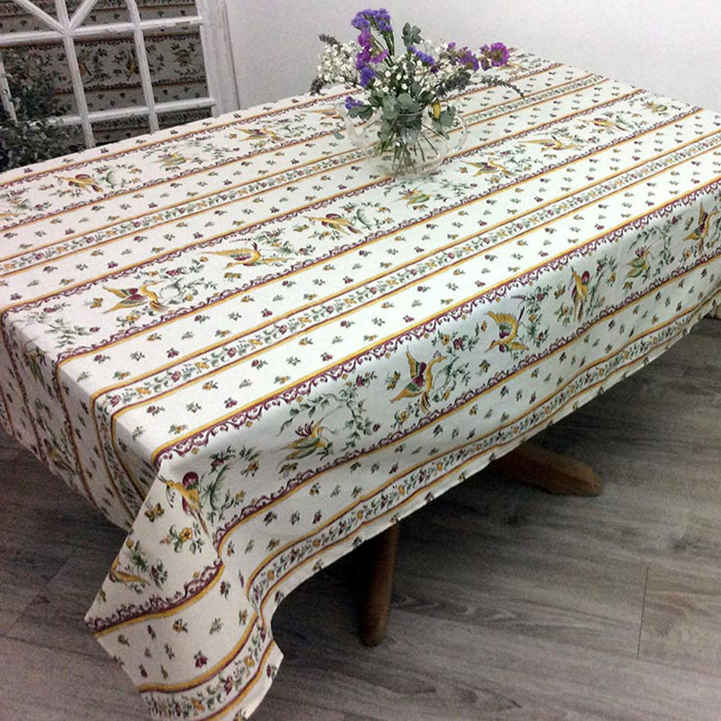 Nappe  faïence de Moustiers  rose coton 1m50/1m20