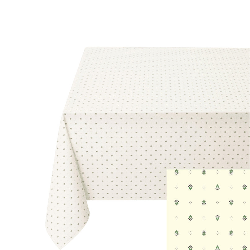 Nappe exclusif écru vert coton enduit plastifiée 2m x 1m55