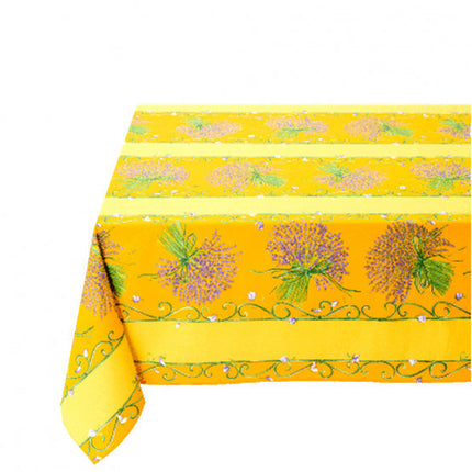 Nappe  lavande jaune coton enduit plastifié 3m/1m60