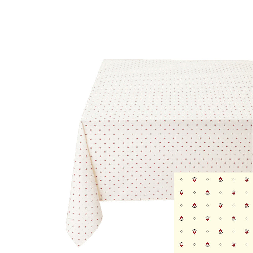 Nappe exclusif écru rouge coton enduit  3m  x 1m55