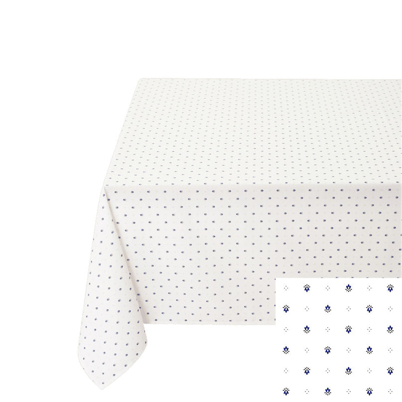 Nappe exclusif blanc bleu coton enduit  3m  x 1m55