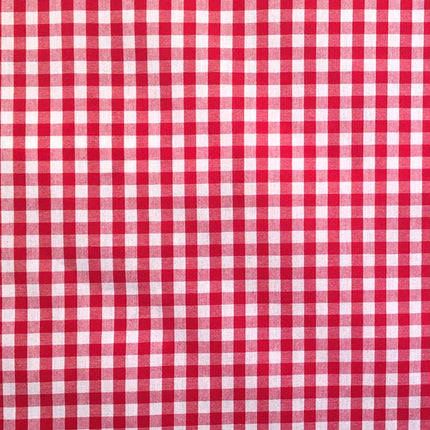 Tissu au mètre coton tissé teint vichy rouge 150 cm de large