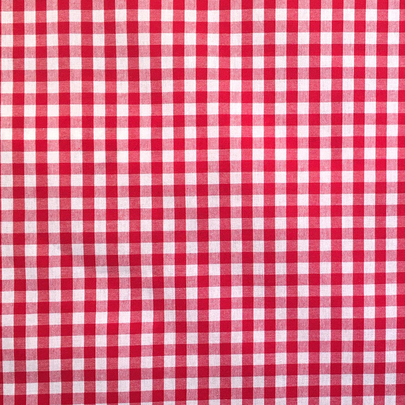 Tissu au mètre coton tissé teint vichy rouge 150 cm de large