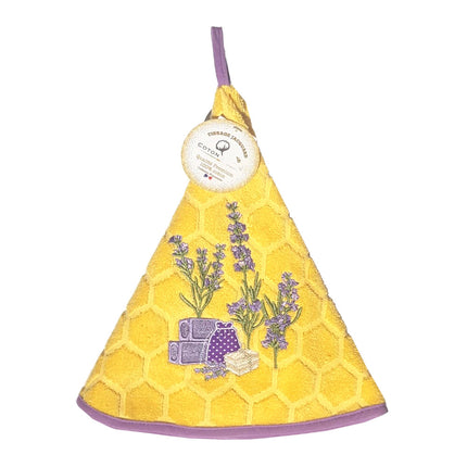 Essuie main rond en éponge Tissage Jacquard sachet de lavande jaune Qualité Premium