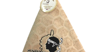 Essuie main rond en éponge Tissage Jacquard Tête de Maure Corsica beige Qualité Premium
