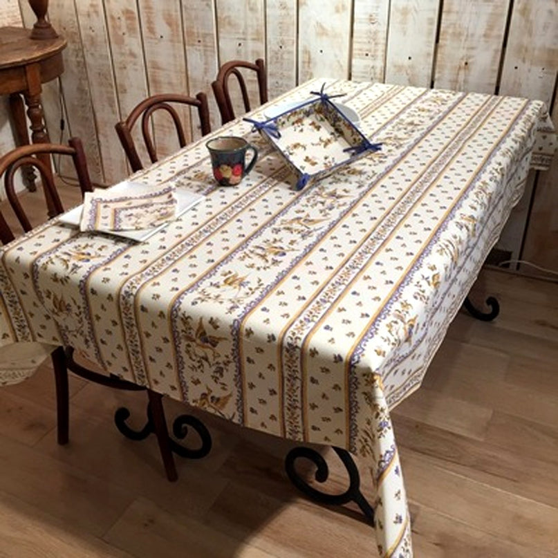 Nappe Faïence de Moustiers bleu coton enduit plastifié 2m50x1m50
