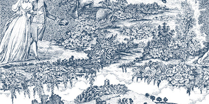 Tissu au mètre Toile de jouy Versailles marine coton Bachette largeur 1m40