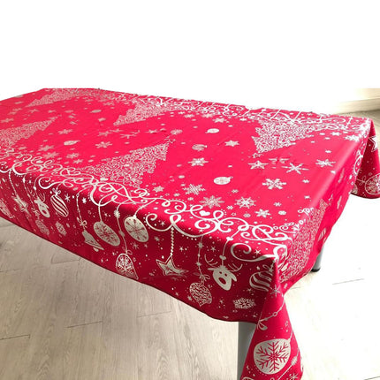 Nappe sapin Rouge argent Noël Ref 2012 RED 2m x 1m50 anti tache infroissable