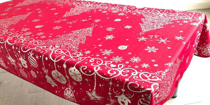 Nappe sapin Rouge argent Noël Ref 2012 RED 3m x 1m50 anti tache infroissable