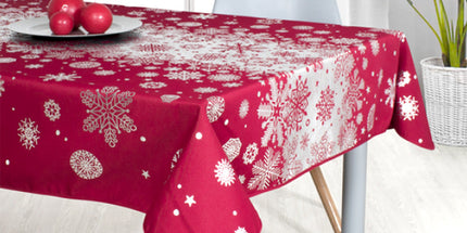 Nappe TX47 Rouge argent Noël 3m x 1m50 anti tache et infroissable