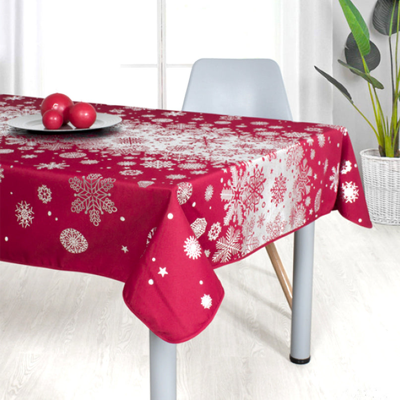 Nappe TX47 Rouge argent Noël 3m x 1m50 anti tache et infroissable