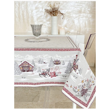 Nappe Savoie perle carrée 1m45 x 1m45 Jacquard
