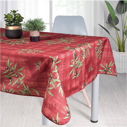 Nappe  ref JN54 olive rouge  2m40 x 1m48 anti tache infroissable