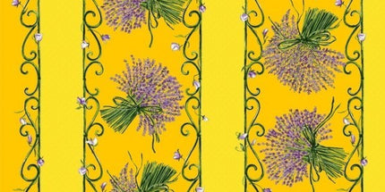 Nappe lavande jaune coton enduit 1m50/1m20