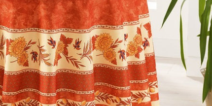 Nappe ronde Abeille brique 1m80 anti tache infroissable