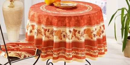 Nappe ronde Abeille brique 1m80 anti tache infroissable