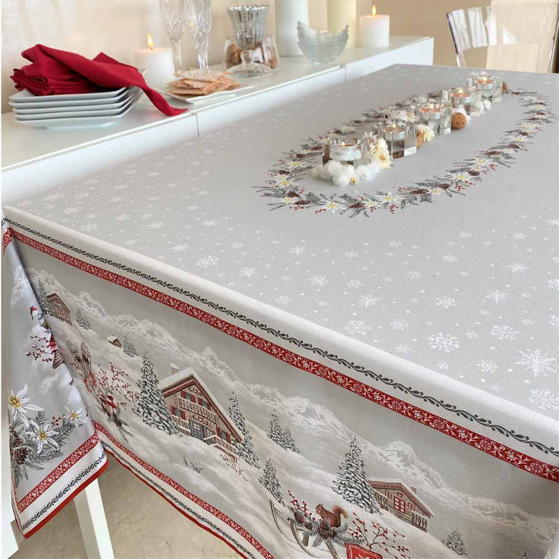 Nappe de Noël Megève 2m x 1m50 coton enduit plastifié