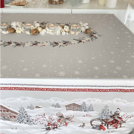 Nappe de Noël Megève 2m x 1m50 coton enduit plastifié