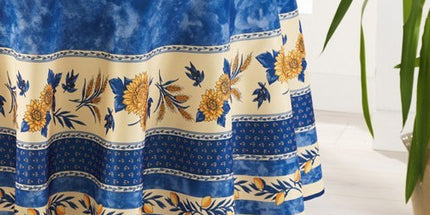 Nappe ronde Abeille bleu 1m80 anti tache infroissable