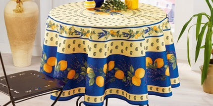 Nappe Citron Lavande bleu anti tache infroissable 1m80