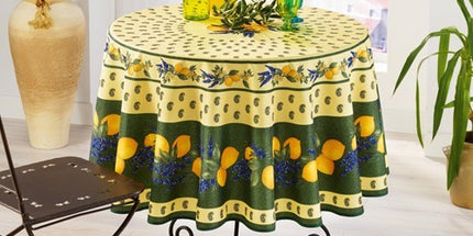 Nappe Citron Lavande vert anti tache infroissable 1m80