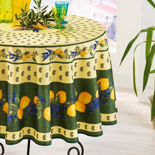 Nappe Citron Lavande vert anti tache infroissable 1m80
